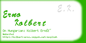 erno kolbert business card